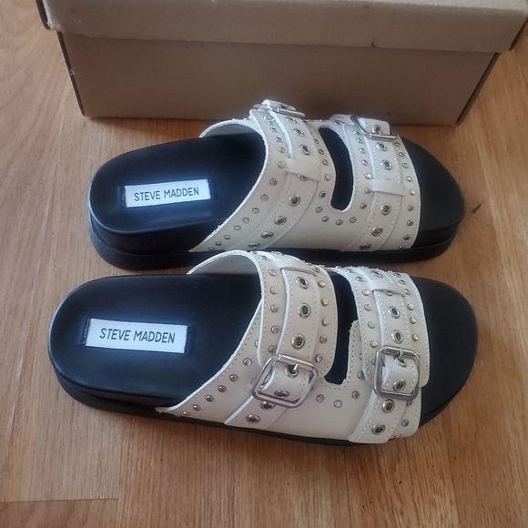 Steve Madden Malek Bone Womans Slides, Size 7 NWB - Picture 4 of 10